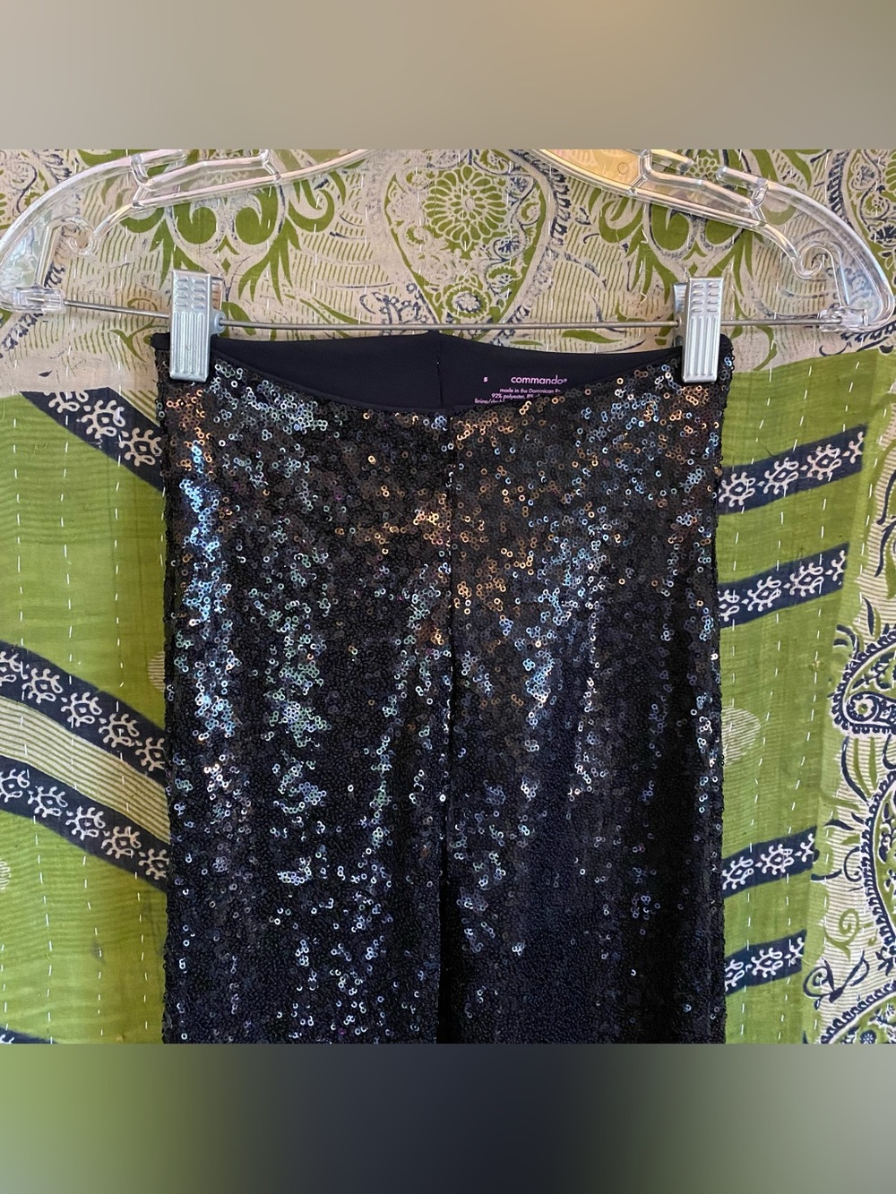 Commando x Revolve Black High Rise Sequined Leggings Small Edgy Downtown Loud - Picture 5 of 15